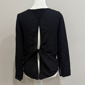 Zara Basic Sheer Black Long Sleeve Top with Back Cutout Size XS